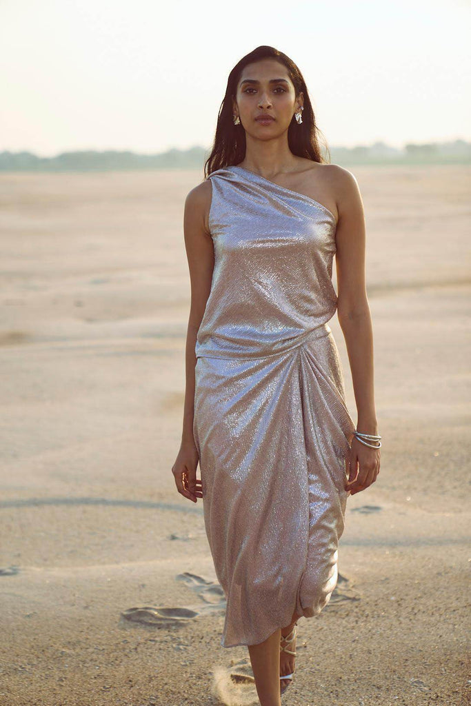 SHIMMER DRAPED SKIRT SET - dash and dot dash and dot