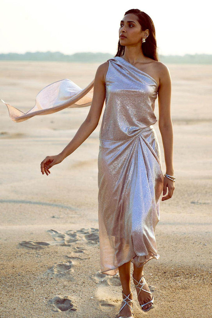 SHIMMER DRAPED SCARF TOP - dash and dot dash and dot