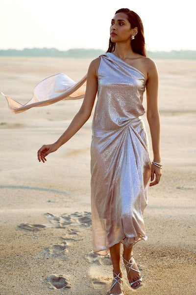 SHIMMER DRAPED SCARF TOP - dash and dot