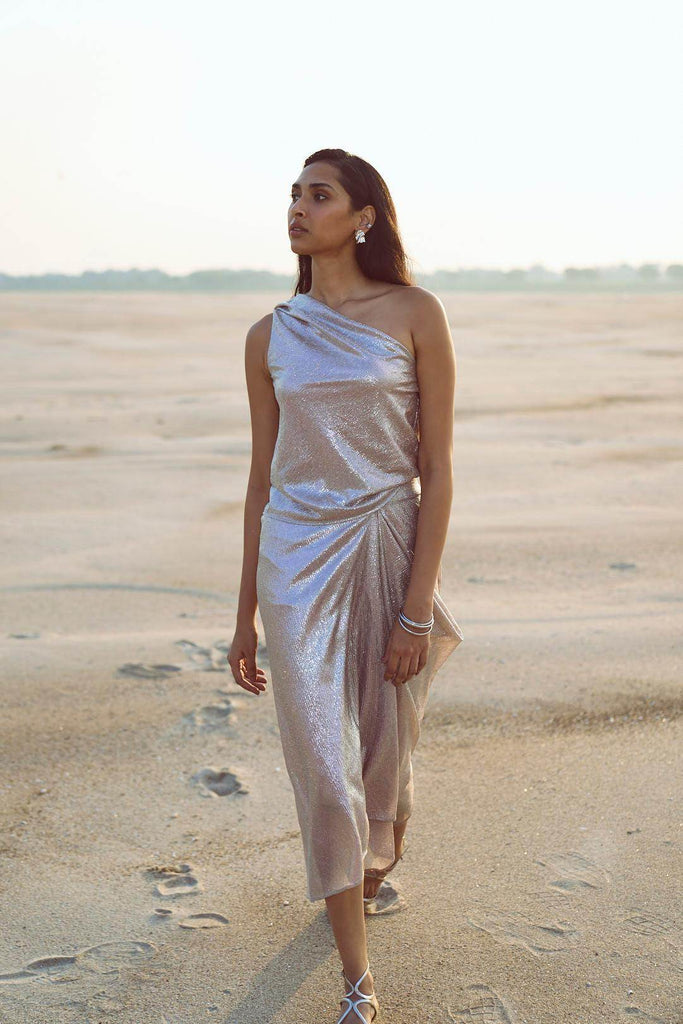 SHIMMER DRAPED SKIRT SET - dash and dot dash and dot