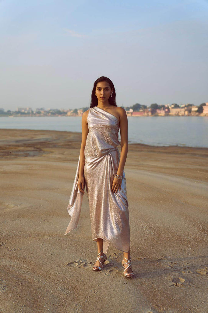 SHIMMER DRAPED SKIRT SET - dash and dot dash and dot