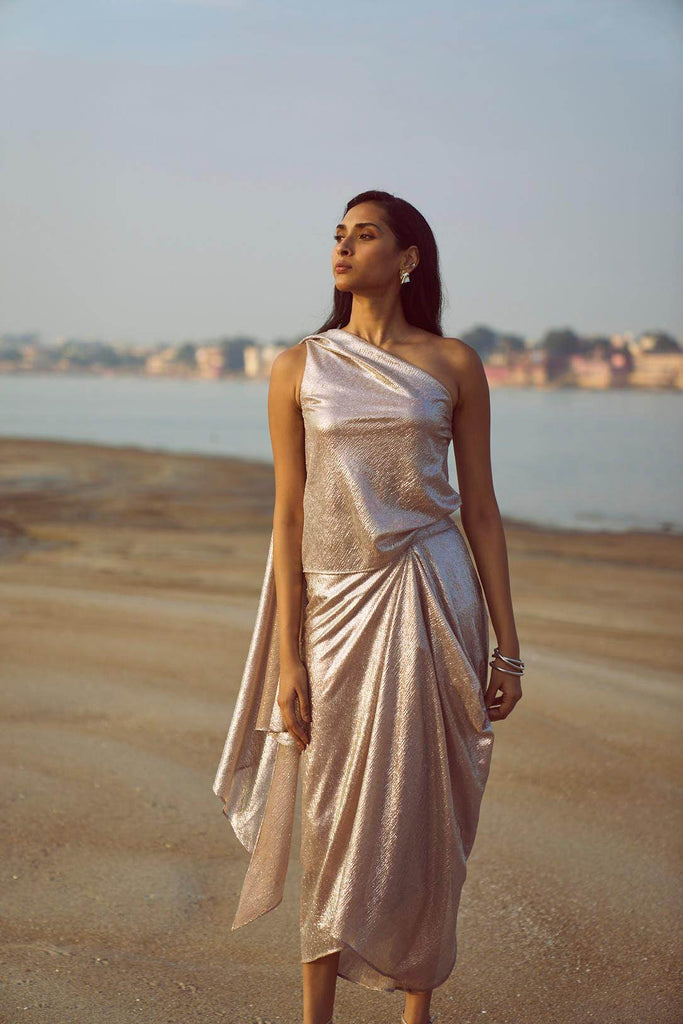 SHIMMER DRAPED SKIRT SET - dash and dot dash and dot