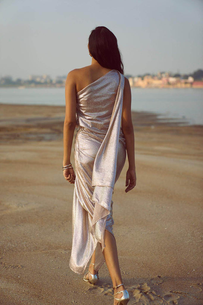 SHIMMER DRAPED SKIRT SET - dash and dot dash and dot