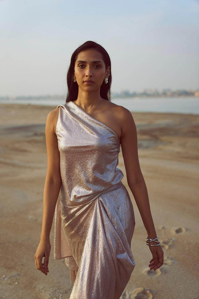 SHIMMER DRAPED SCARF TOP - dash and dot dash and dot
