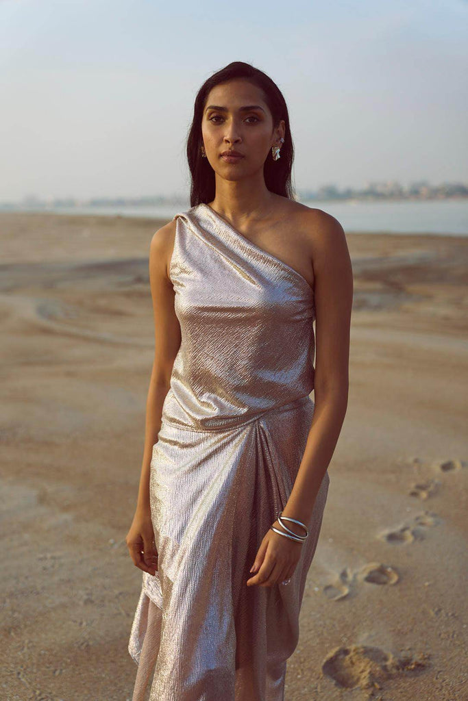 SHIMMER DRAPED SKIRT SET - dash and dot dash and dot