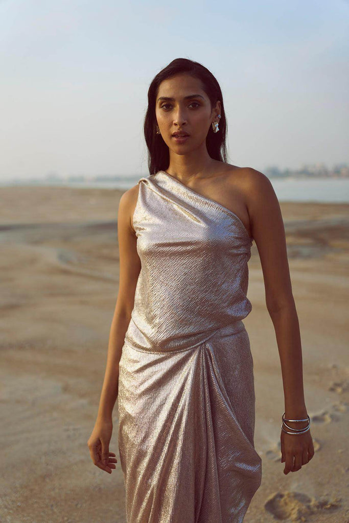 SHIMMER DRAPED SKIRT SET - dash and dot dash and dot