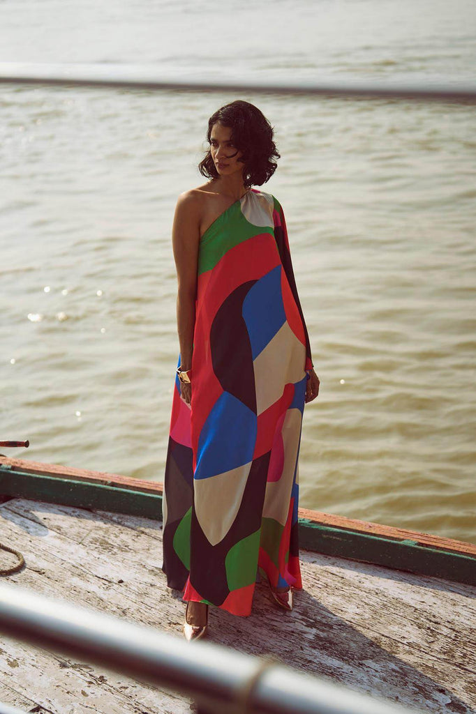 ABSTRACT SINGLE SLEEVE GOWN - dash and dot dash and dot