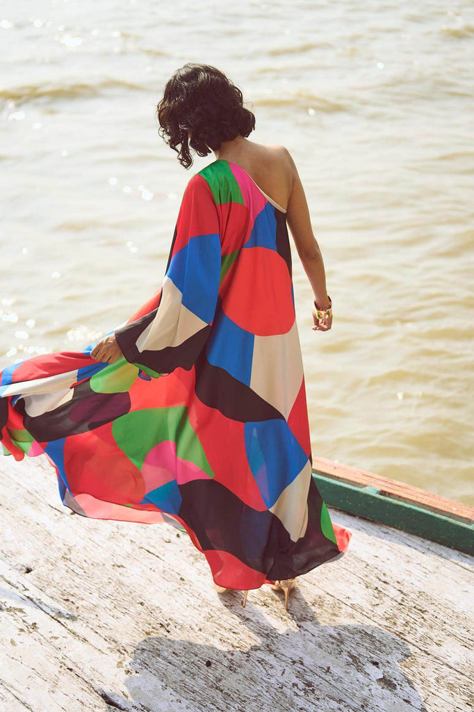 ABSTRACT SINGLE SLEEVE GOWN - dash and dot dash and dot