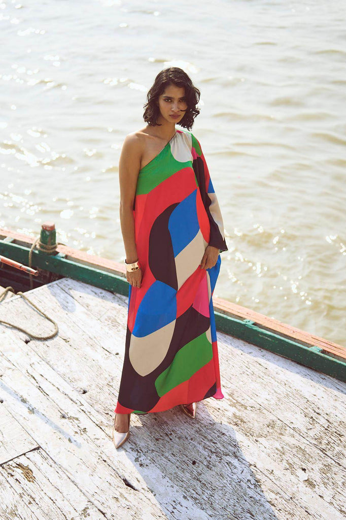 ABSTRACT SINGLE SLEEVE GOWN - dash and dot dash and dot