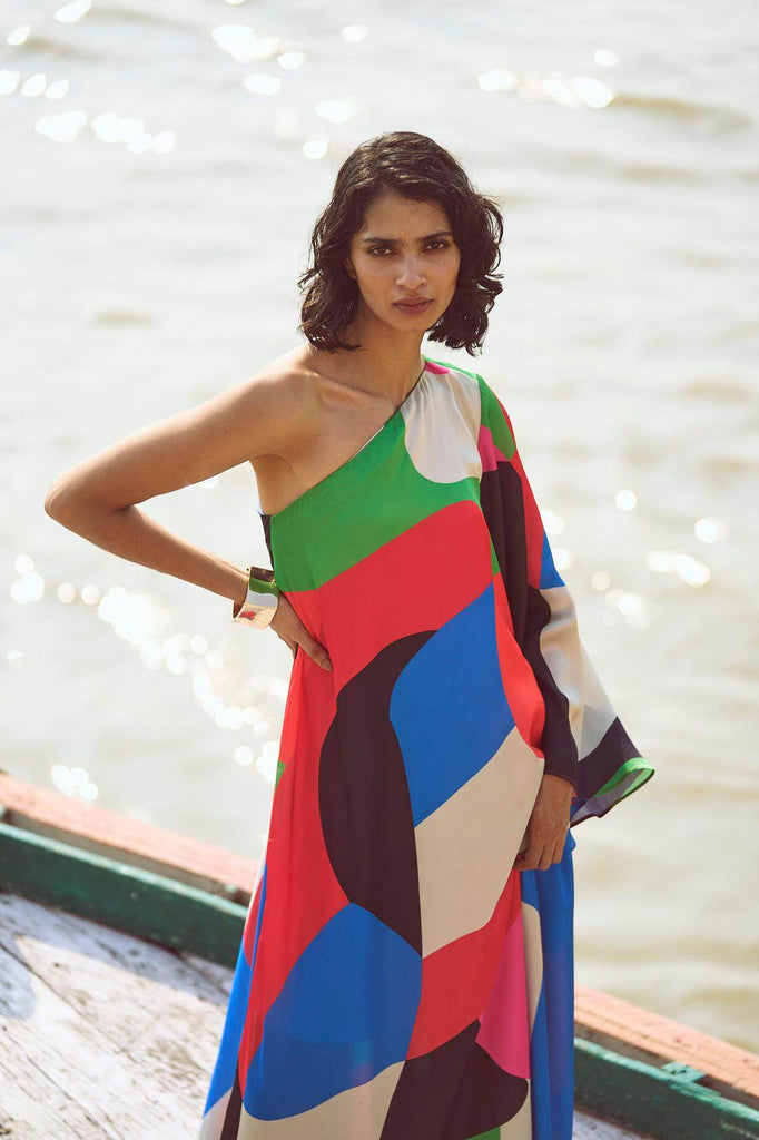 ABSTRACT SINGLE SLEEVE GOWN - dash and dot dash and dot