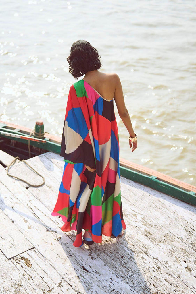 ABSTRACT SINGLE SLEEVE GOWN - dash and dot dash and dot