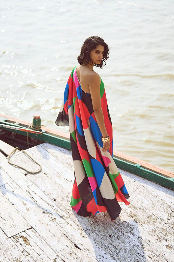 ABSTRACT SINGLE SLEEVE GOWN - dash and dot dash and dot