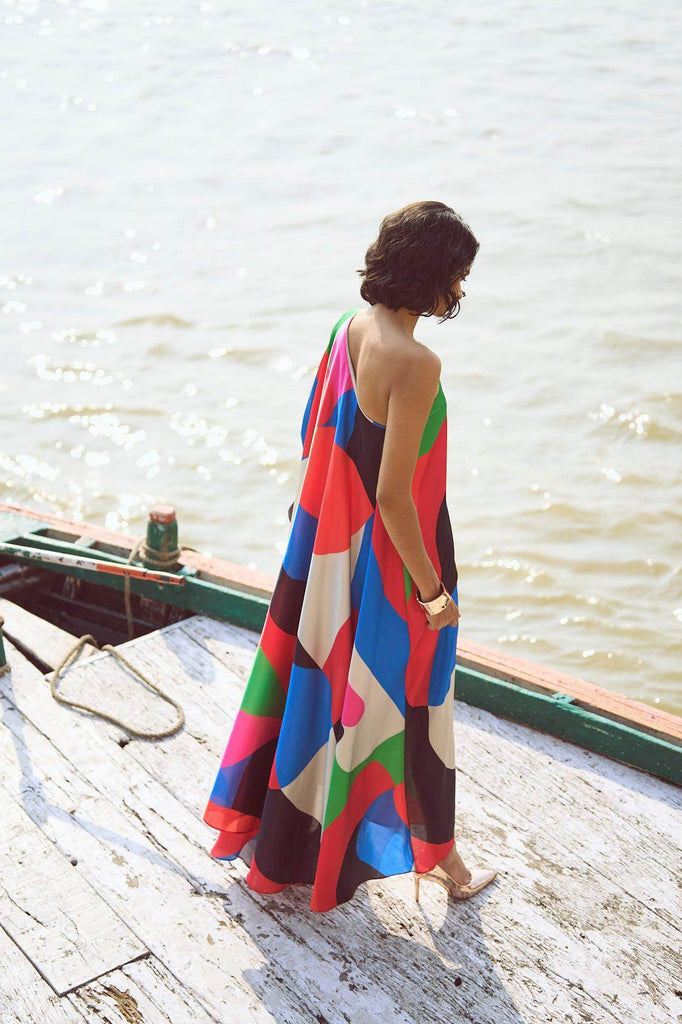 ABSTRACT SINGLE SLEEVE GOWN - dash and dot dash and dot