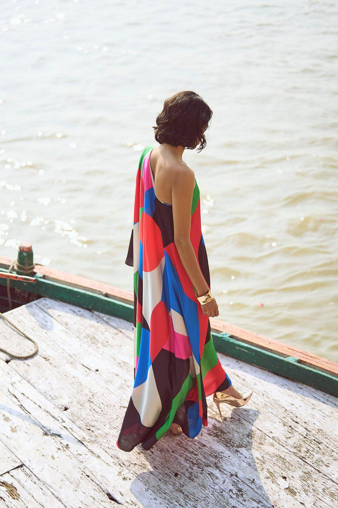 ABSTRACT SINGLE SLEEVE GOWN - dash and dot dash and dot