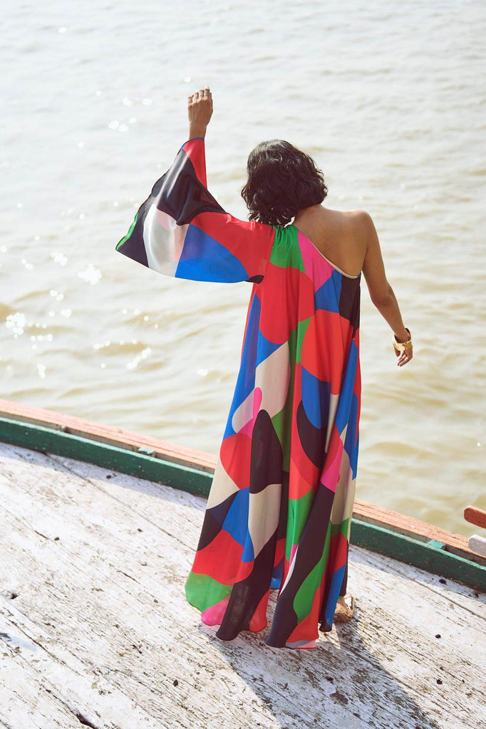 ABSTRACT SINGLE SLEEVE GOWN - dash and dot dash and dot