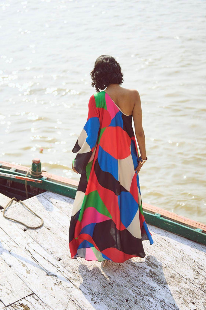 ABSTRACT SINGLE SLEEVE GOWN - dash and dot dash and dot