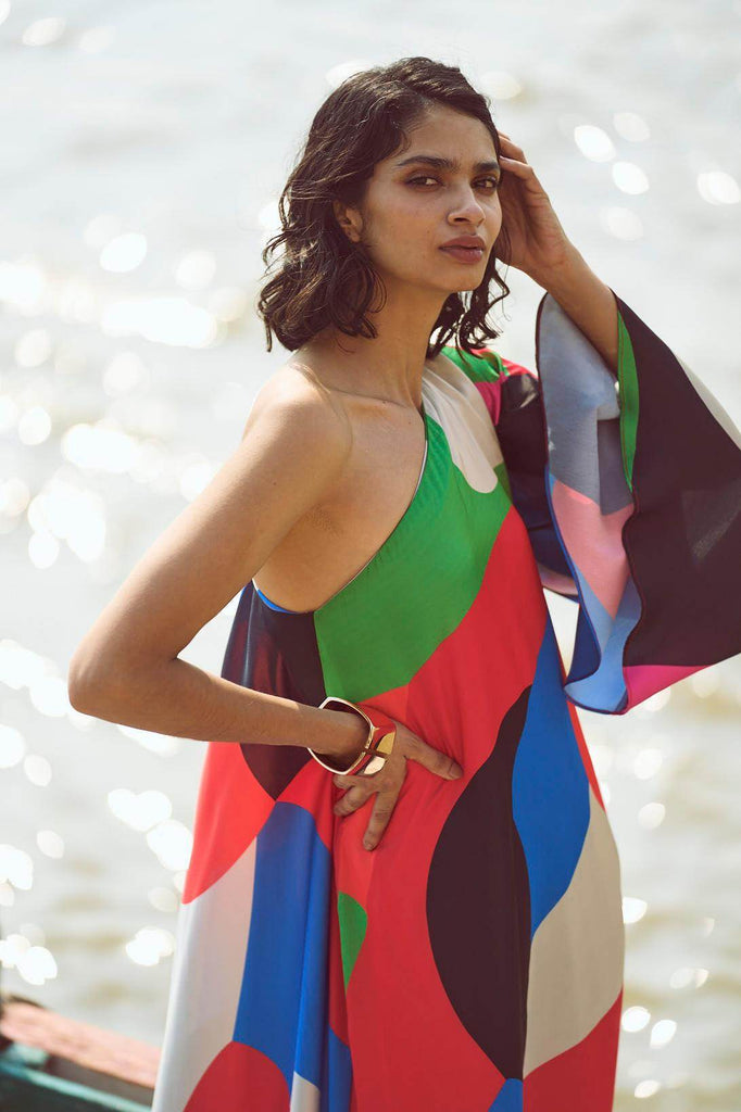 ABSTRACT SINGLE SLEEVE GOWN - dash and dot dash and dot