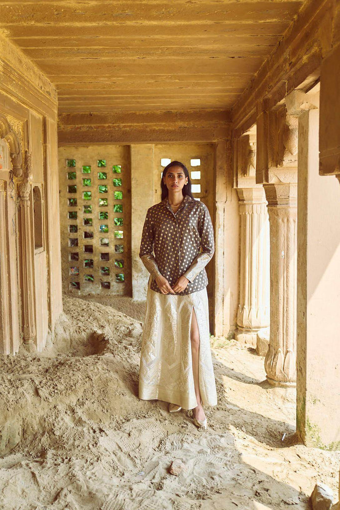 BROCADE CHANDERI MAXI SKIRT - dash and dot dash and dot