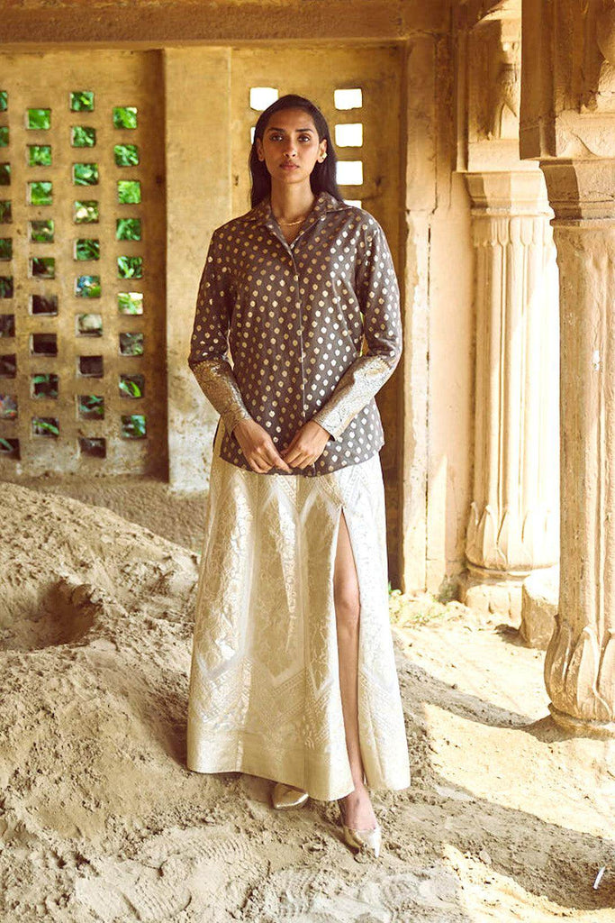 BROCADE CHANDERI MAXI SKIRT - dash and dot dash and dot