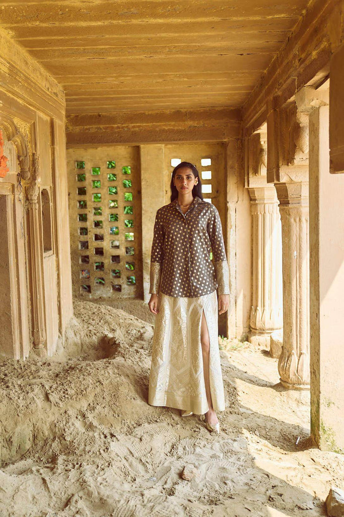 BROCADE SHIRT AND MAXI SKIRT SET - dash and dot dash and dot