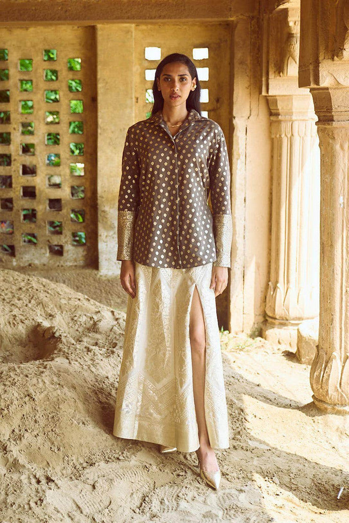 BROCADE SHIRT AND MAXI SKIRT SET - dash and dot dash and dot