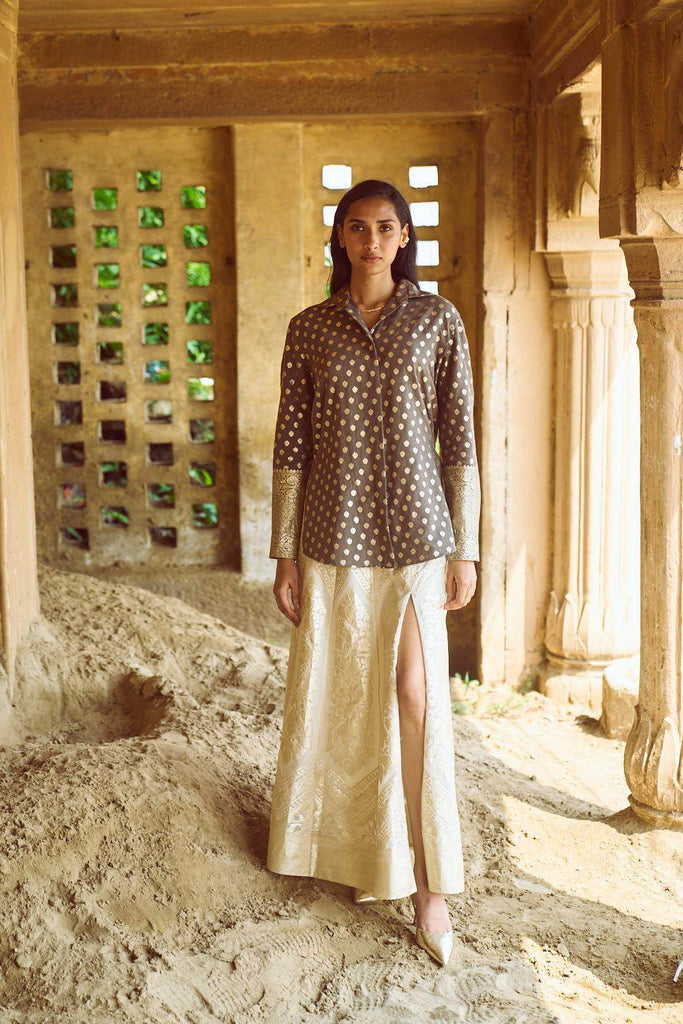 BROCADE SHIRT AND MAXI SKIRT SET - dash and dot dash and dot