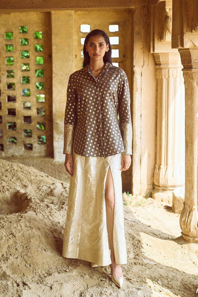 BROCADE CHANDERI SHIRT - dash and dot dash and dot