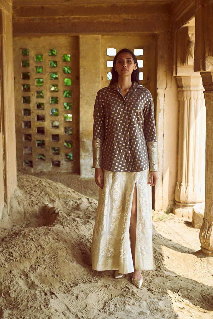 BROCADE CHANDERI SHIRT - dash and dot dash and dot