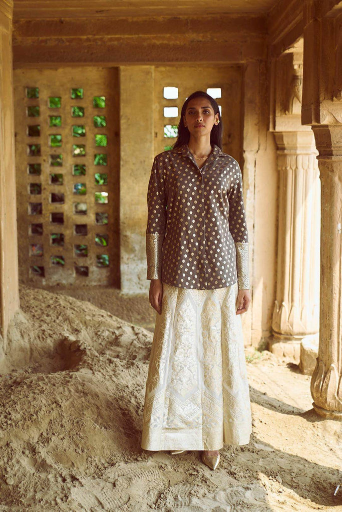 BROCADE SHIRT AND MAXI SKIRT SET - dash and dot dash and dot