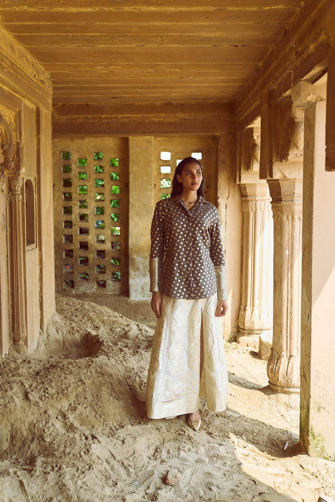 BROCADE SHIRT AND MAXI SKIRT SET - dash and dot dash and dot