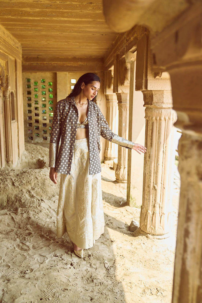 BROCADE CHANDERI MAXI SKIRT - dash and dot dash and dot