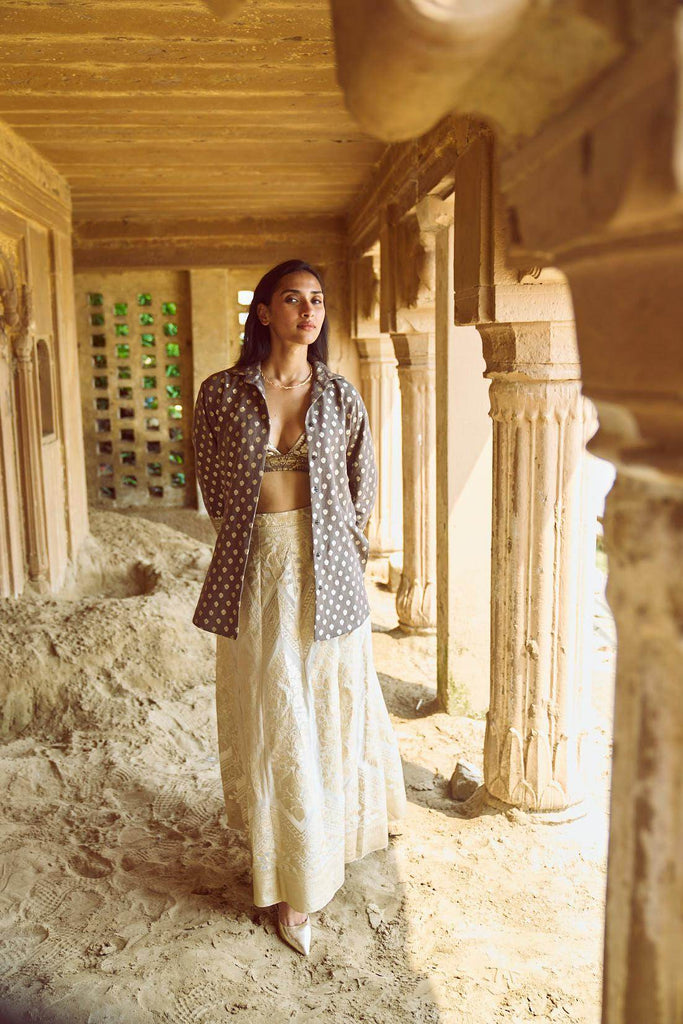 BROCADE CHANDERI MAXI SKIRT - dash and dot dash and dot