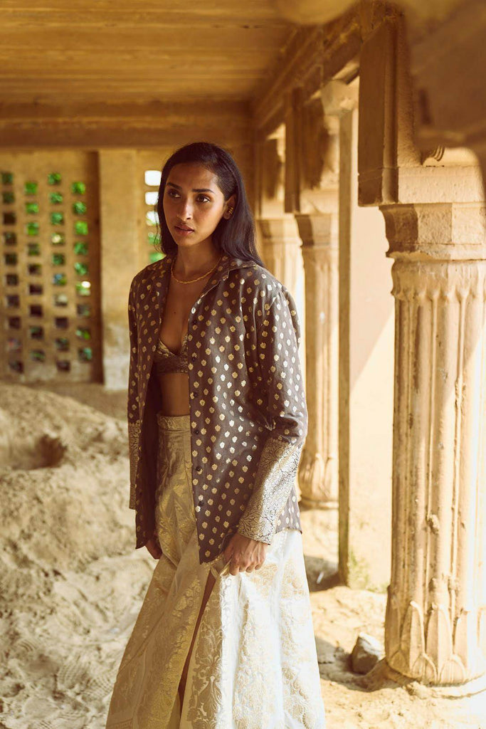 BROCADE CHANDERI SHIRT - dash and dot dash and dot