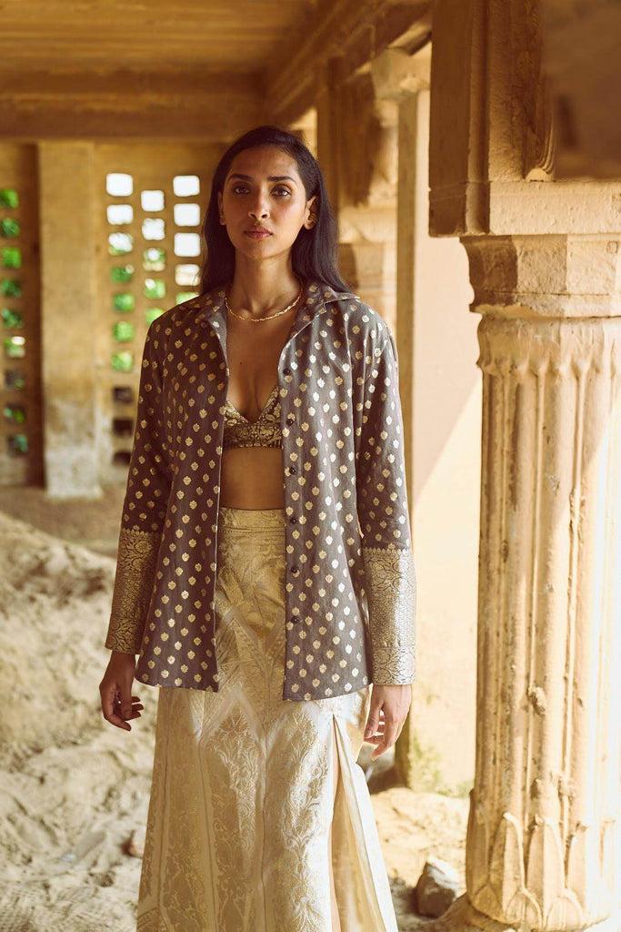 BROCADE CHANDERI SHIRT - dash and dot dash and dot