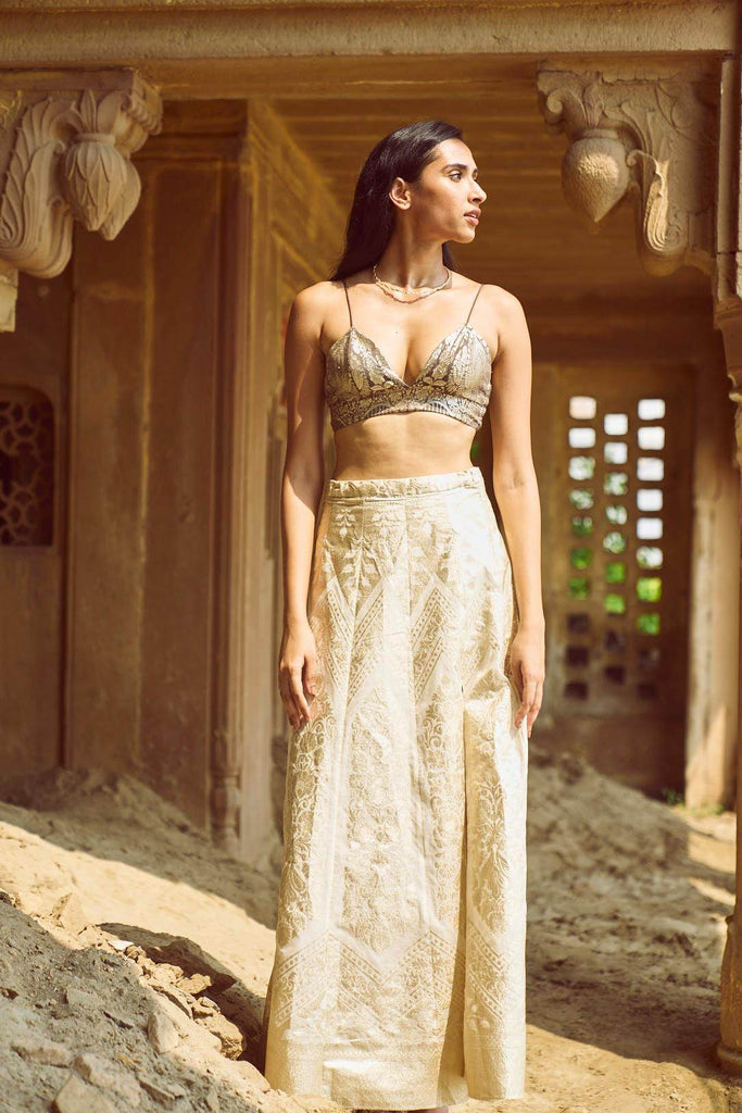 BROCADE CHANDERI MAXI SKIRT - dash and dot dash and dot