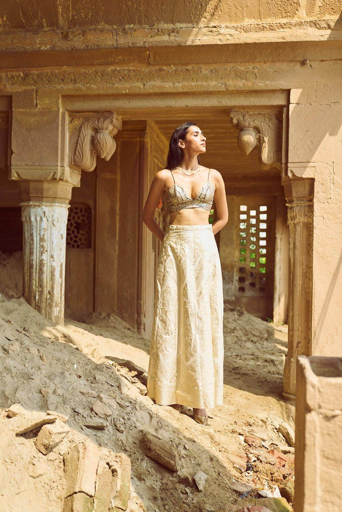 BROCADE CHANDERI MAXI SKIRT - dash and dot dash and dot