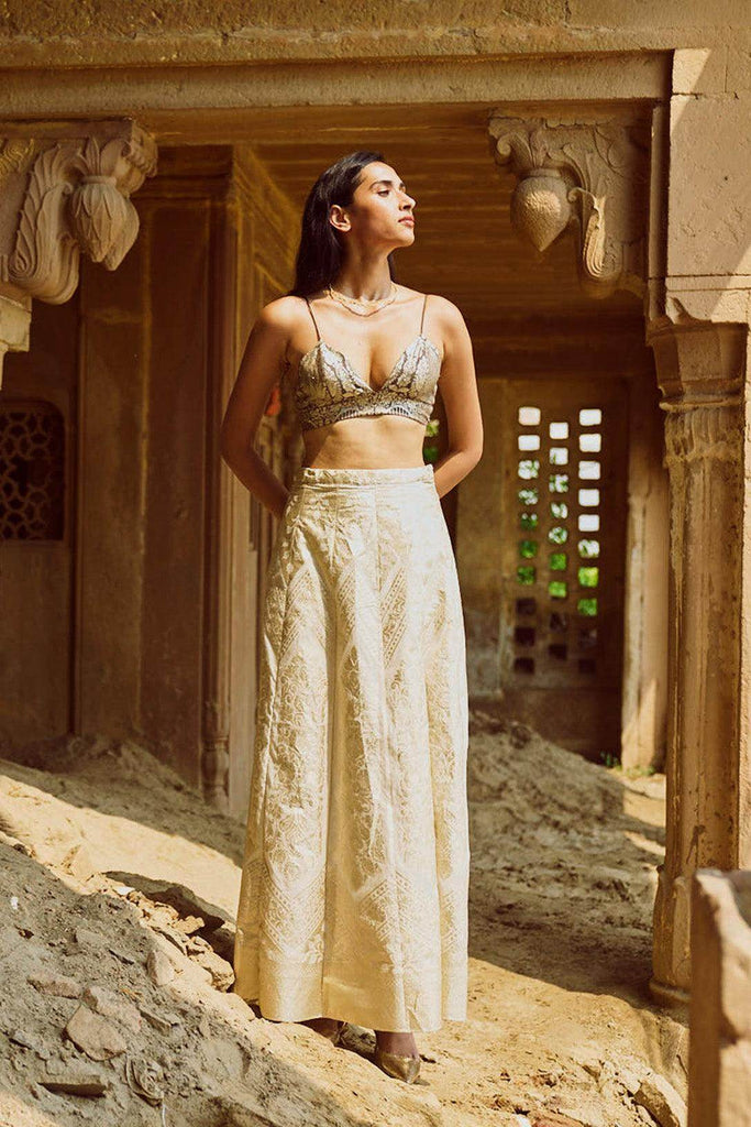 BROCADE CHANDERI MAXI SKIRT - dash and dot dash and dot