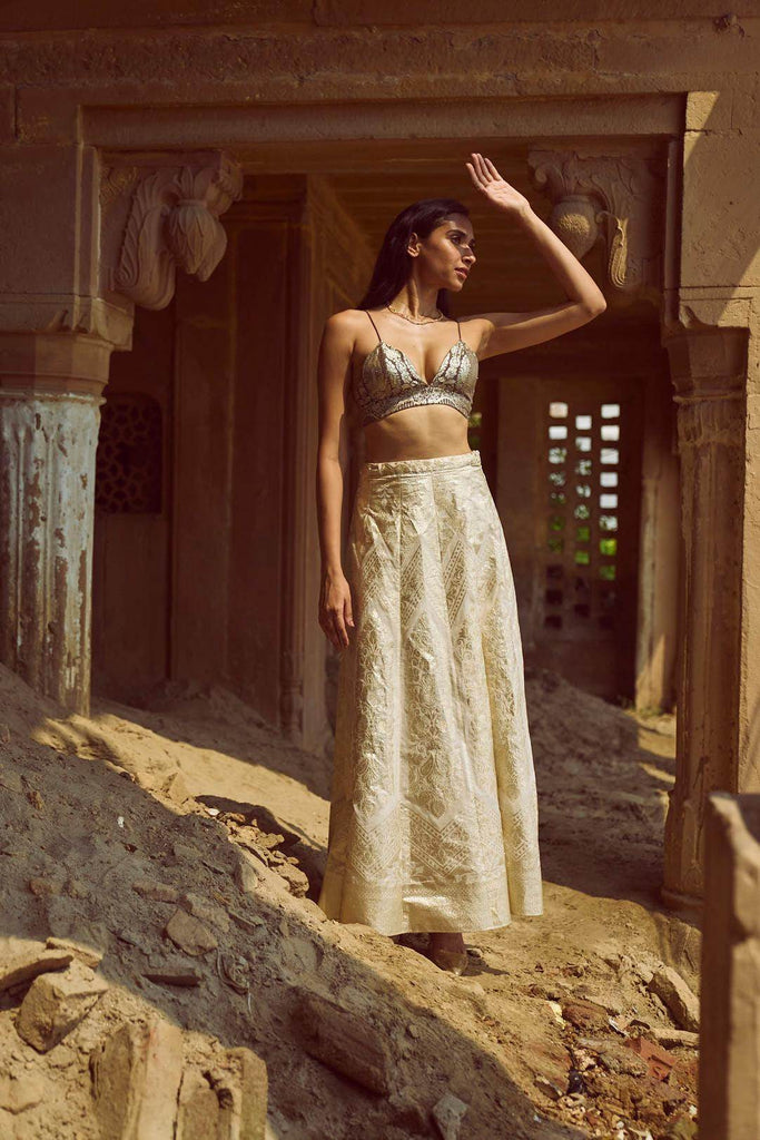 BROCADE BRALETTE AND MAXI SKIRT SET - dash and dot dash and dot