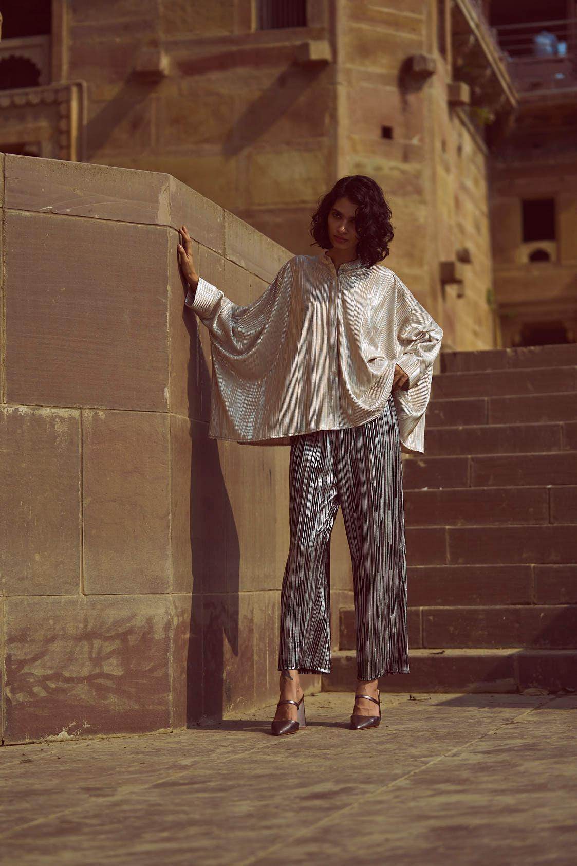 FOIL PLEATED PANT - dash and dot