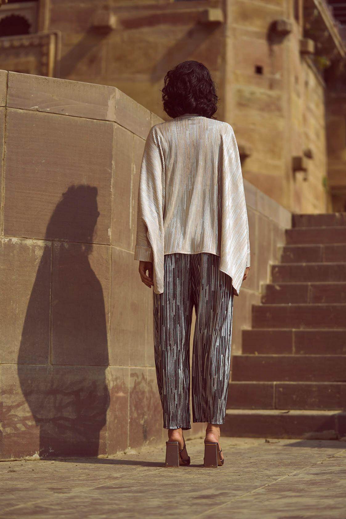 FOIL PLEATED PANT - dash and dot