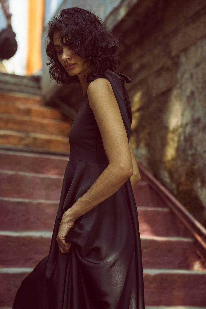 ONE SHOULDER FIT & FLARE GOWN - dash and dot dash and dot