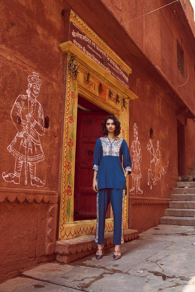 EMBROIDERED TEAL PANT SET - dash and dot dash and dot