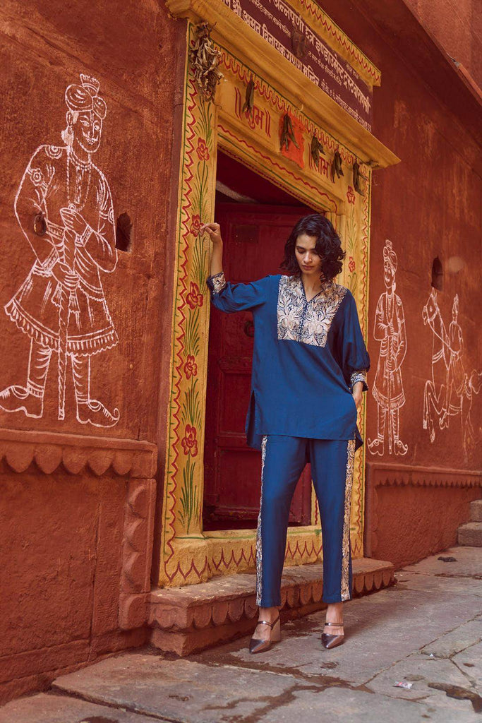 EMBROIDERED TEAL TOP - dash and dot dash and dot