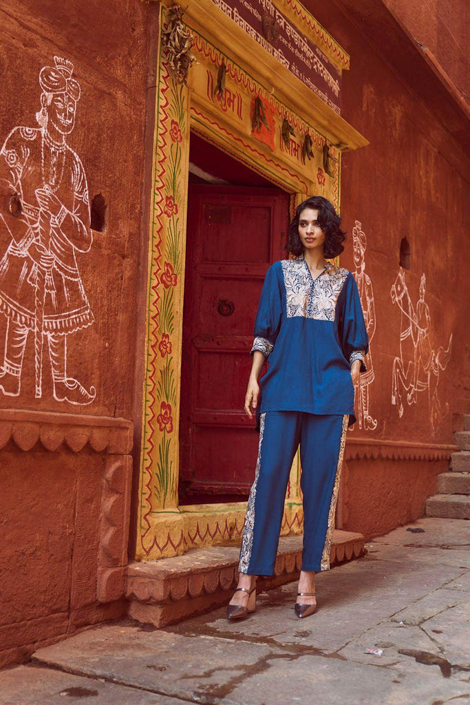 EMBROIDERED TEAL PANT SET - dash and dot dash and dot