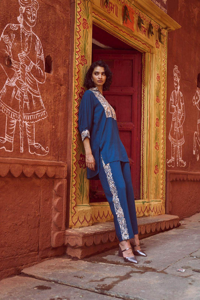 EMBROIDERED TEAL TOP - dash and dot dash and dot