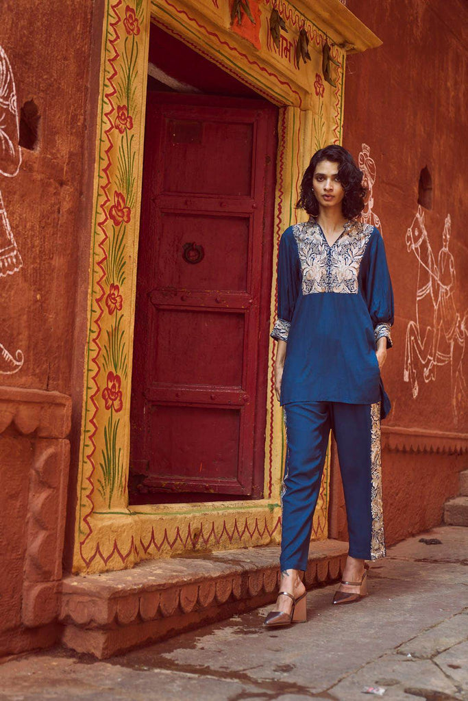 EMBROIDERED TEAL PANT SET - dash and dot dash and dot