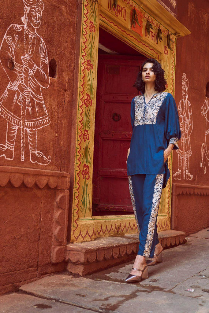 EMBROIDERED TEAL TOP - dash and dot dash and dot