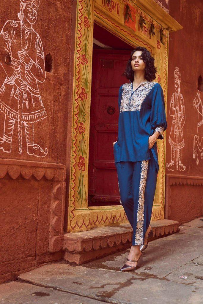 EMBROIDERED TEAL PANT SET - dash and dot dash and dot