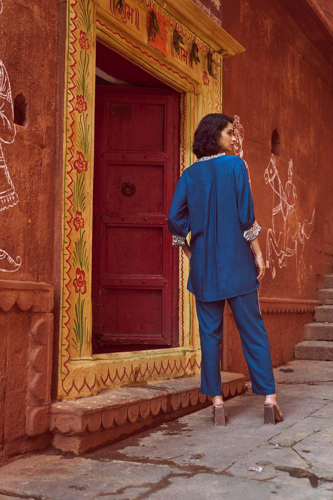 EMBROIDERED TEAL TOP - dash and dot dash and dot