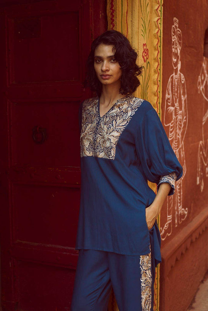 EMBROIDERED TEAL TOP - dash and dot dash and dot